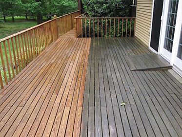 Under Pressure Exterior Cleaning image of a patio before and after cleaning.